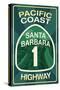 Highway 1, California - Santa Barbara - Pacific Coast Highway Sign-Lantern Press-Stretched Canvas