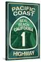 Highway 1, California - Seal Beach - Pacific Coast Highway Sign-Lantern Press-Stretched Canvas