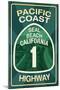 Highway 1, California - Seal Beach - Pacific Coast Highway Sign-Lantern Press-Mounted Art Print