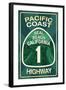 Highway 1, California - Seal Beach - Pacific Coast Highway Sign-Lantern Press-Framed Art Print