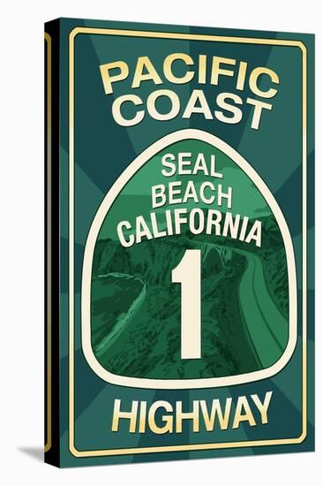 Highway 1, California - Seal Beach - Pacific Coast Highway Sign-Lantern Press-Stretched Canvas
