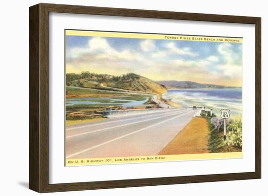 Highway 101 in Southern California, Torrey Pines-null-Framed Art Print