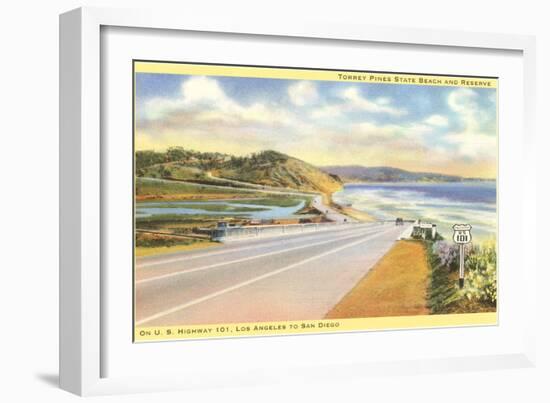 Highway 101 in Southern California, Torrey Pines-null-Framed Art Print