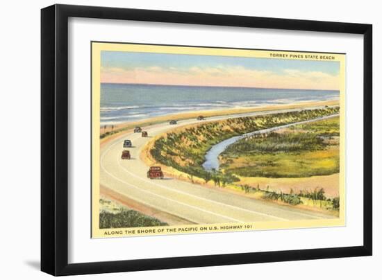 Highway 101 in Southern California, Torrey Pines-null-Framed Art Print