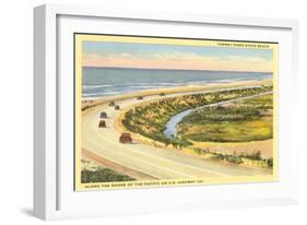 Highway 101 in Southern California, Torrey Pines-null-Framed Art Print