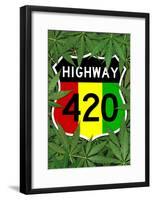 Highway 420 Marijuana Sign Poster Print-null-Framed Poster