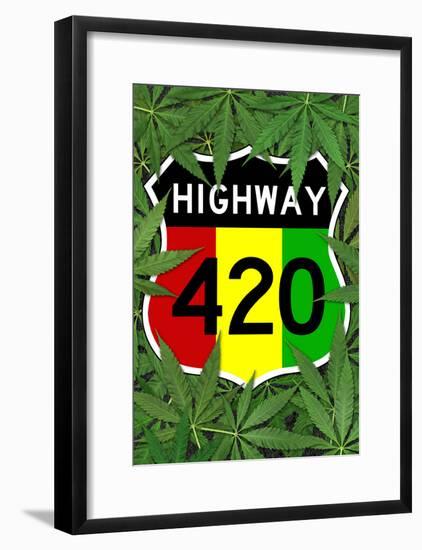 Highway 420 Marijuana Sign Poster Print-null-Framed Poster