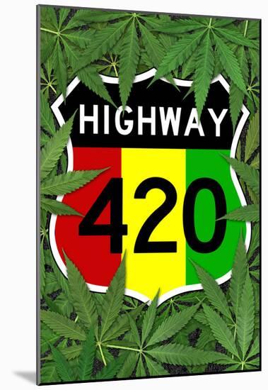 Highway 420 Marijuana Sign Poster Print-null-Mounted Poster