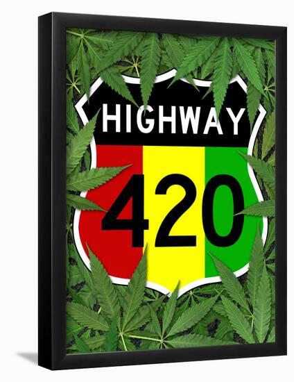 Highway 420 Marijuana Sign Poster Print-null-Framed Poster