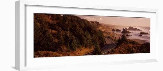 Highway Along a Coast, Highway 101, Pacific Coastline, Oregon, USA-null-Framed Photographic Print