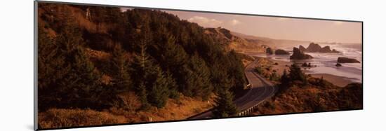 Highway Along a Coast, Highway 101, Pacific Coastline, Oregon, USA-null-Mounted Photographic Print