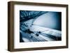 Highway and Modern Bridge of City,Blue Toned.-bspguy-Framed Photographic Print