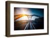 Highway and Modern Bridge of City,Blue Toned.-bspguy-Framed Photographic Print