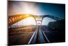 Highway and Modern Bridge of City,Blue Toned.-bspguy-Mounted Photographic Print