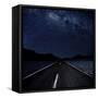 Highway And Starry Night In Desert-null-Framed Stretched Canvas