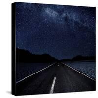 Highway And Starry Night In Desert-null-Stretched Canvas