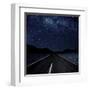 Highway And Starry Night In Desert-null-Framed Art Print