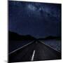 Highway And Starry Night In Desert-null-Mounted Art Print