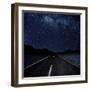 Highway And Starry Night In Desert-null-Framed Premium Giclee Print