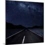 Highway And Starry Night In Desert-null-Mounted Premium Giclee Print