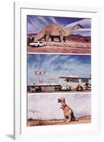 Highway Attractions, Dinosaurs, Retro-null-Framed Art Print