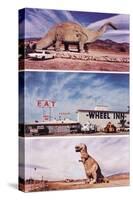 Highway Attractions, Dinosaurs, Retro-null-Stretched Canvas