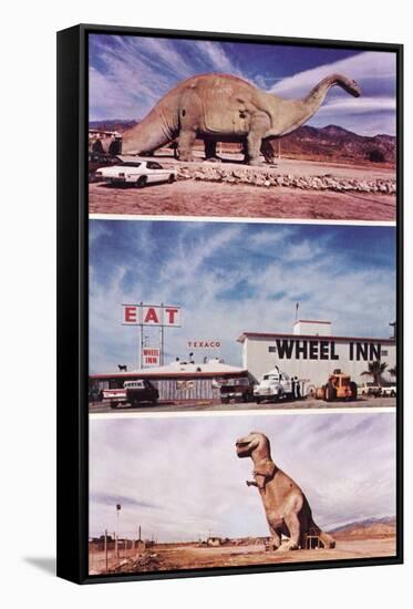 Highway Attractions, Dinosaurs, Retro-null-Framed Stretched Canvas