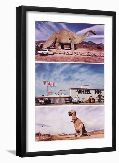 Highway Attractions, Dinosaurs, Retro-null-Framed Art Print