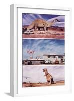 Highway Attractions, Dinosaurs, Retro-null-Framed Art Print