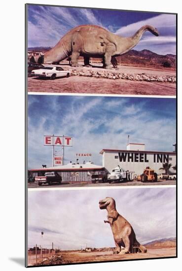 Highway Attractions, Dinosaurs, Retro-null-Mounted Art Print