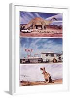 Highway Attractions, Dinosaurs, Retro-null-Framed Art Print