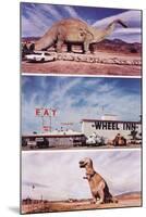 Highway Attractions, Dinosaurs, Retro-null-Mounted Art Print