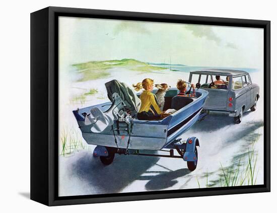 "Highway Boatride," July 14, 1962-George Hughes-Framed Stretched Canvas