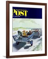 "Highway Boatride," Saturday Evening Post Cover, July 14, 1962-George Hughes-Framed Giclee Print