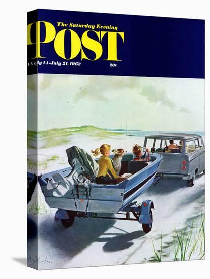 "Highway Boatride," Saturday Evening Post Cover, July 14, 1962-George Hughes-Stretched Canvas