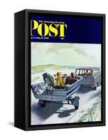 "Highway Boatride," Saturday Evening Post Cover, July 14, 1962-George Hughes-Framed Stretched Canvas