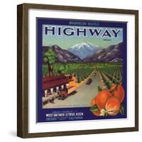 Highway Brand - Ontario, California - Citrus Crate Label-Lantern Press-Framed Art Print