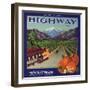 Highway Brand - Ontario, California - Citrus Crate Label-Lantern Press-Framed Art Print