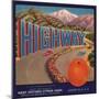 Highway Brand - Ontario, California - Citrus Crate Label-Lantern Press-Mounted Art Print