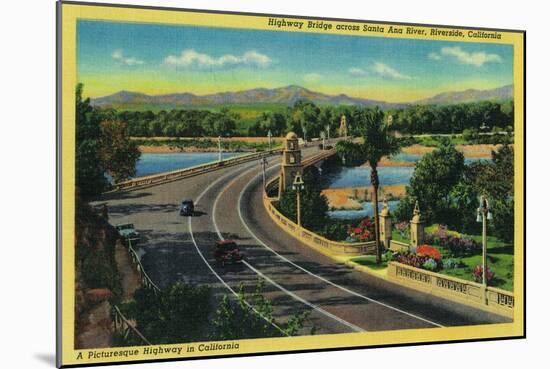 Highway Bridge across Santa Ana River - Riverside, CA-Lantern Press-Mounted Art Print