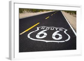 Highway Marker on Historic Route 66, Seligman, Arizona, Usa-Russ Bishop-Framed Photographic Print