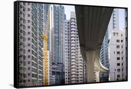 Highway Overpass and Apartment Towers, Hong Kong, China-Paul Souders-Framed Stretched Canvas