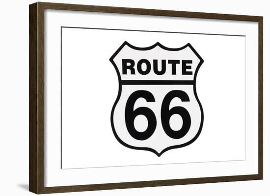 Highway Road Sign Route 66-StuckPixel-Framed Art Print