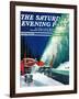 "Highway Snowplow," Saturday Evening Post Cover, January 18, 1941-Ski Weld-Framed Giclee Print