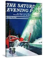 "Highway Snowplow," Saturday Evening Post Cover, January 18, 1941-Ski Weld-Stretched Canvas