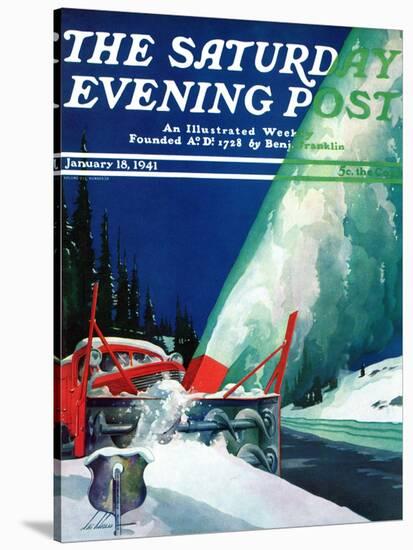 "Highway Snowplow," Saturday Evening Post Cover, January 18, 1941-Ski Weld-Stretched Canvas