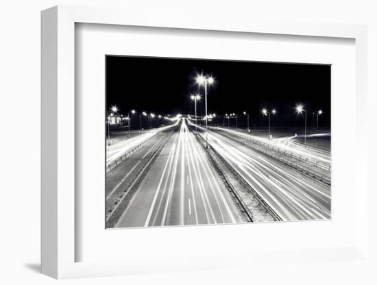 Highway Traffic at Night. Cars Lights in Motion on the Streets. Transport, Transportation Industry-Michal Bednarek-Framed Photographic Print