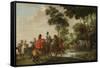 Highwaymen Raiding a Tilt Car by a Forest Stream-Peeter Snayers-Framed Stretched Canvas