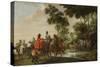 Highwaymen Raiding a Tilt Car by a Forest Stream-Peeter Snayers-Stretched Canvas