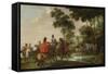 Highwaymen Raiding a Tilt Car by a Forest Stream-Peeter Snayers-Framed Stretched Canvas